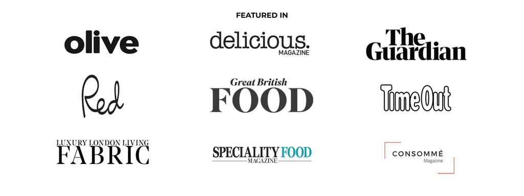 Olive Magazine, Delicious Magazine, The Guardian, Red Magazine, Great British Food, TimeOut, Fabric, Specality Food, Consommé Magazine and more. 