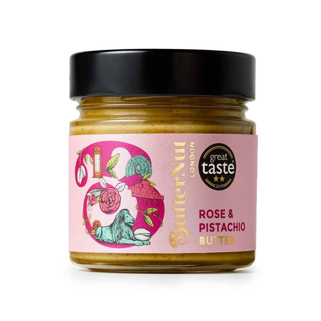 Image of a jar of Butter Nut of London's Rose & Pistachio butter | 2* Great Taste